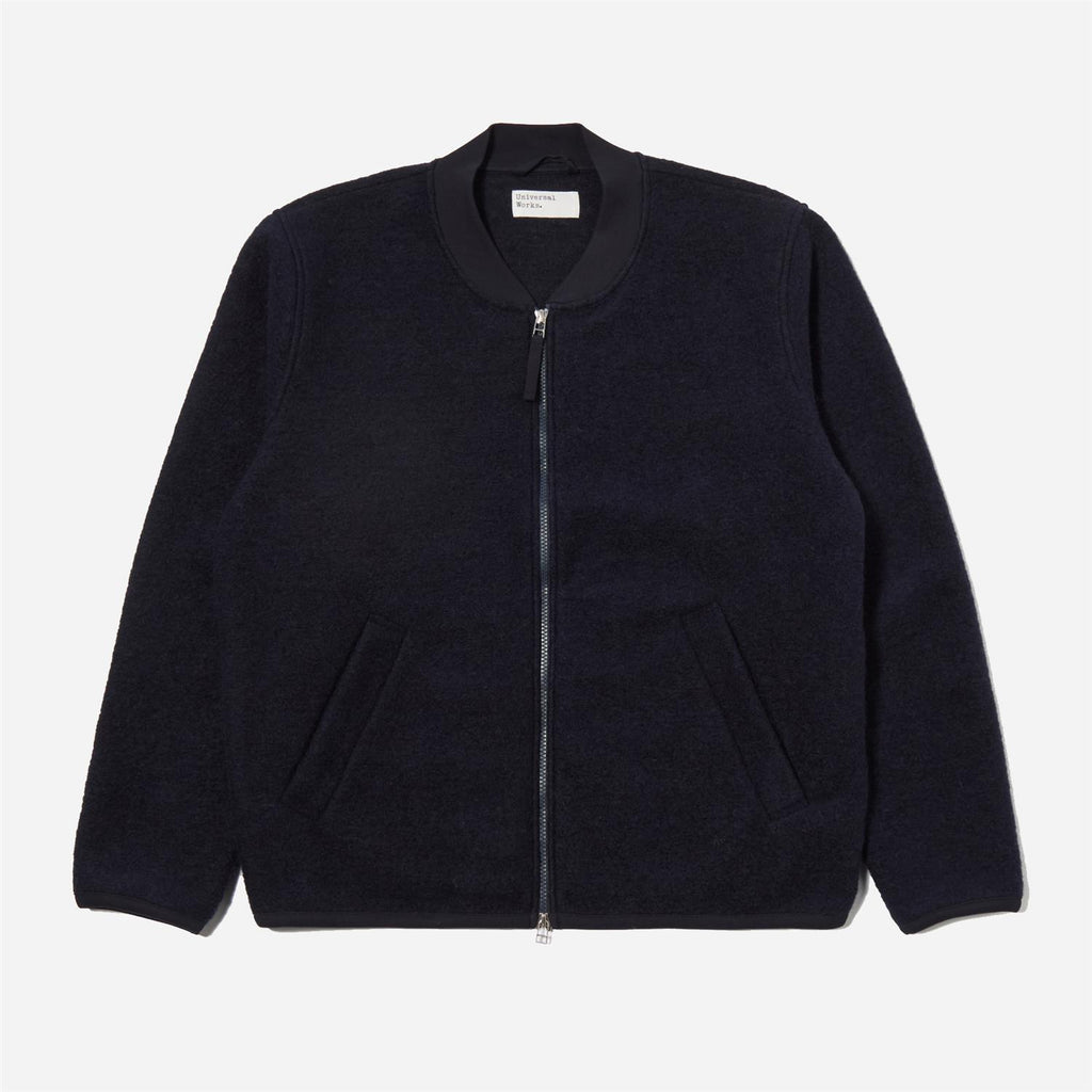 Zip Bomber Wool Fleece - Navy