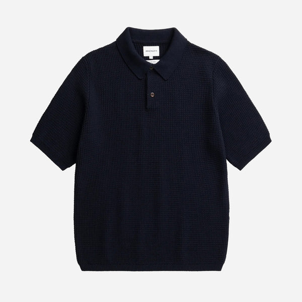 Anholt Cotton Crepe Polo - Dark Navy