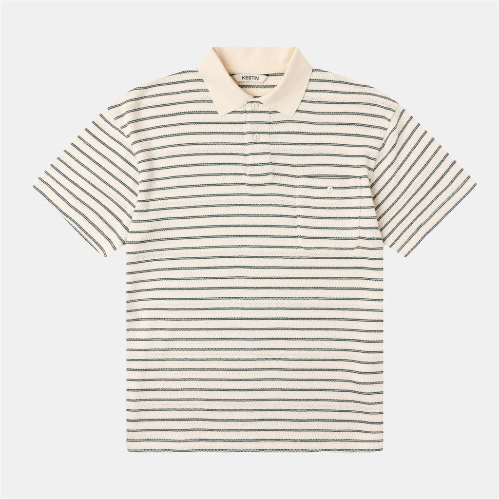 Dunn Polo - Ecru/Green Knitted Stripe