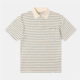 Dunn Polo - Ecru/Green Knitted Stripe