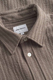 Ole Oversized Wool Stripe Shirt - Seal Brown