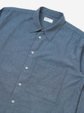 Square Pocket Shirt Brushed Marl Twill - Blue