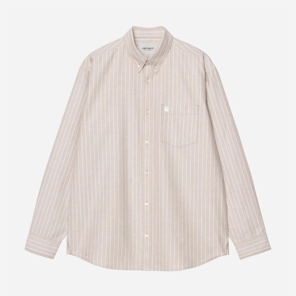 L/S Cassel Shirt - Cassel Stripe, Peanut/White