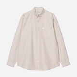 L/S Cassel Shirt - Cassel Stripe, Peanut/White