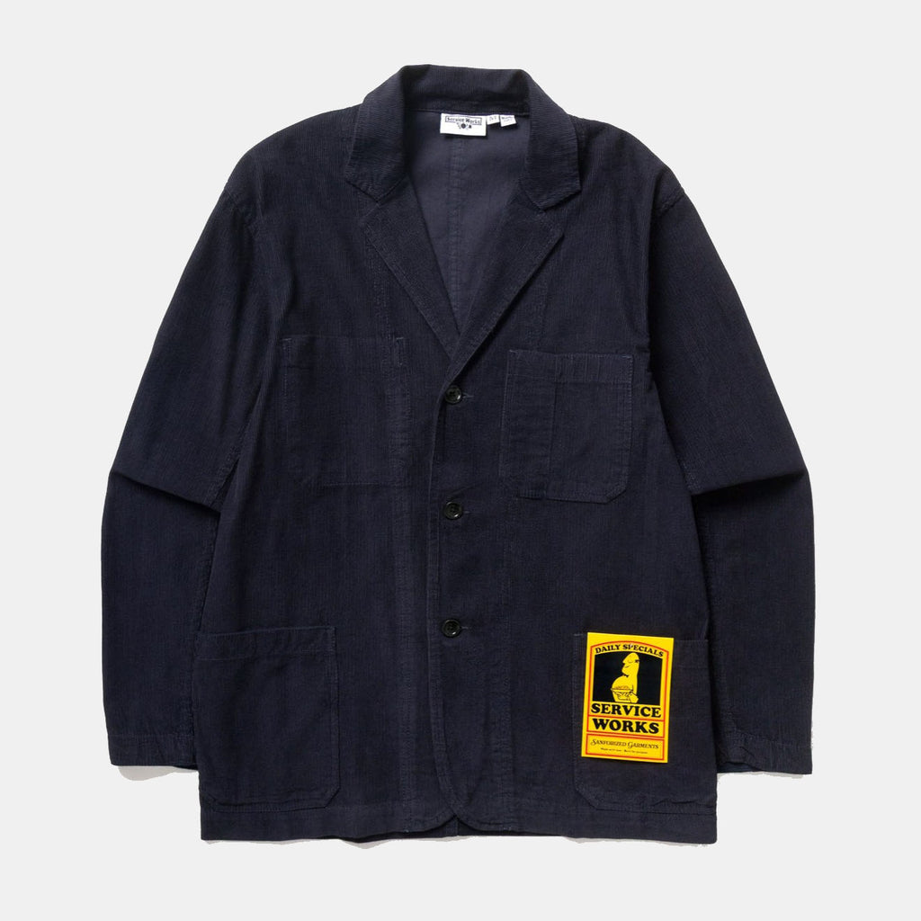 Fine Cord Server Suit Jacket - Dark Navy