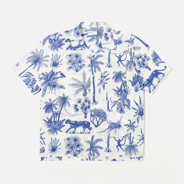 Jungle Toile Poplin Camp Shirt - White