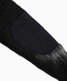 jacquard shaggy knit f/z hoodie - black