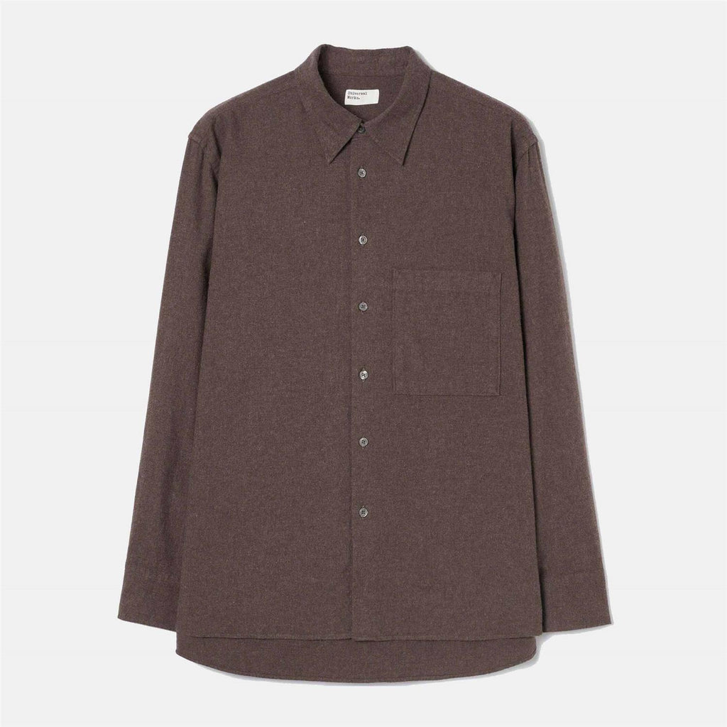 Square Pocket Shirt Brushed Flannel - Brown