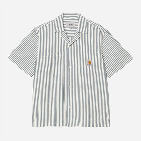 S/S Leavel Shirt - Leavel Stripe/Blue River/Wax