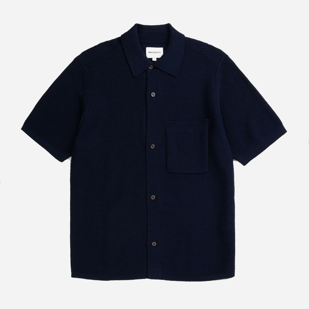 Fredensborg Mercerised Cotton Knitted Shirt - Dark Navy