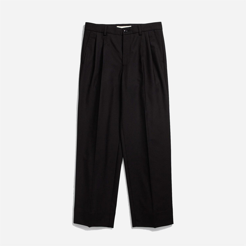 Benn Relaxed Twill Pleated Trouser - Black