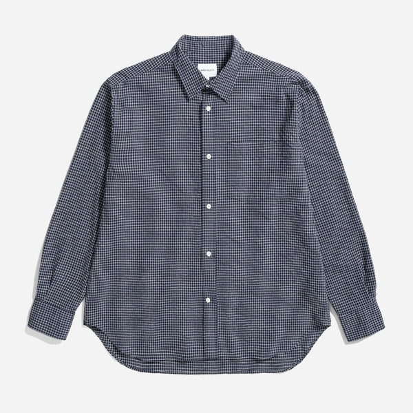 Espevik Check Oversized Shirt - Dark Navy