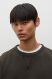 Gilja Brushed Diagonal Cotton Fleece Sweatshirt - Beech Green