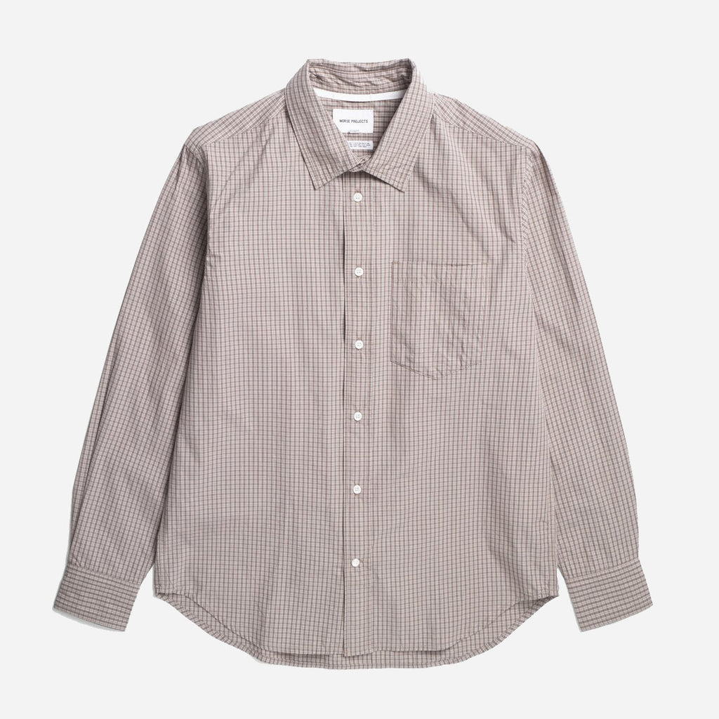 Ole Oversize Poplin Check Shirt - Walnut