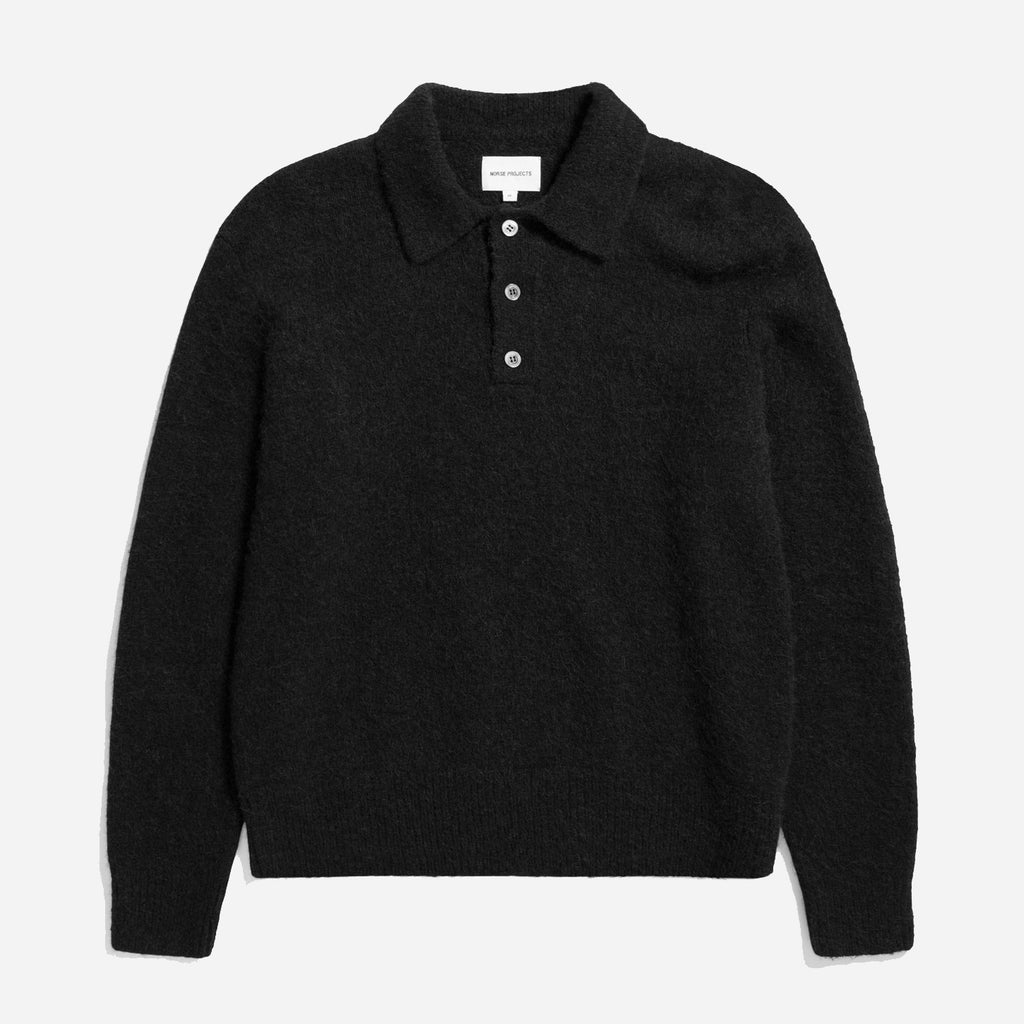 Rasmus Relaxed Brushed Polo - Black