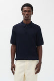 Anholt Cotton Crepe Polo - Dark Navy