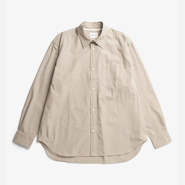 Espevik Oversize Micro Poplin Check Shirt - Oatmeal
