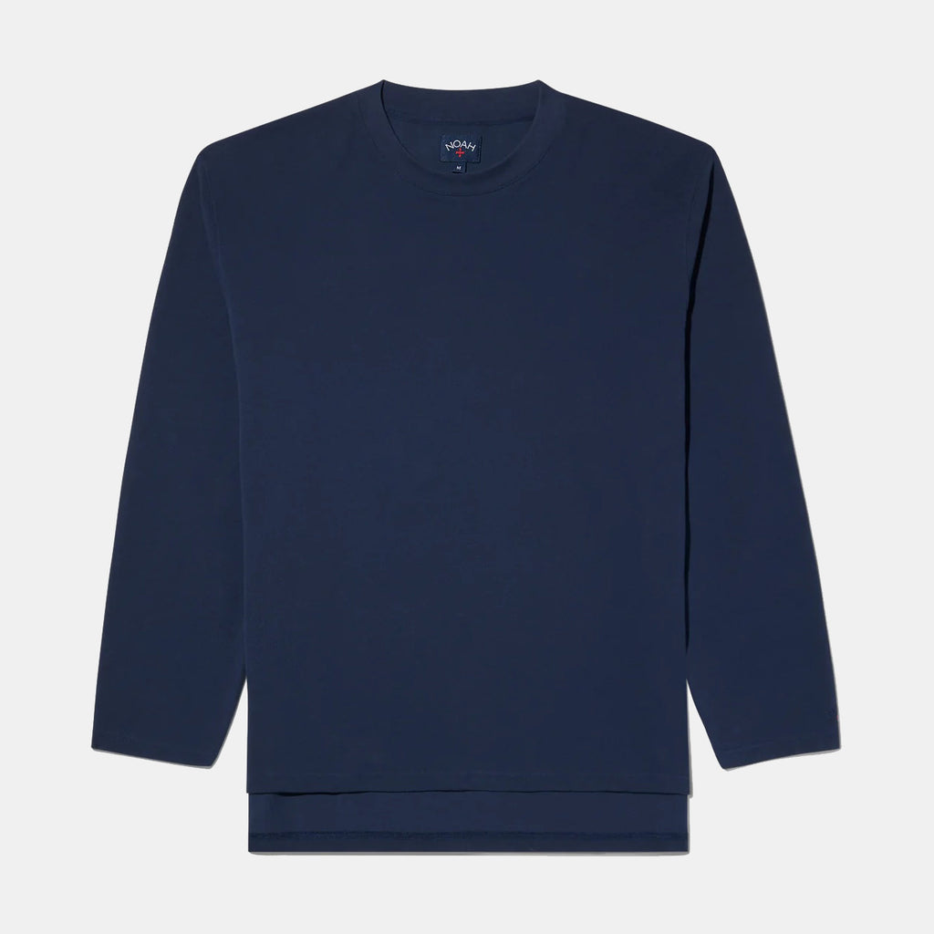 Long Sleeve Pique Top - Navy