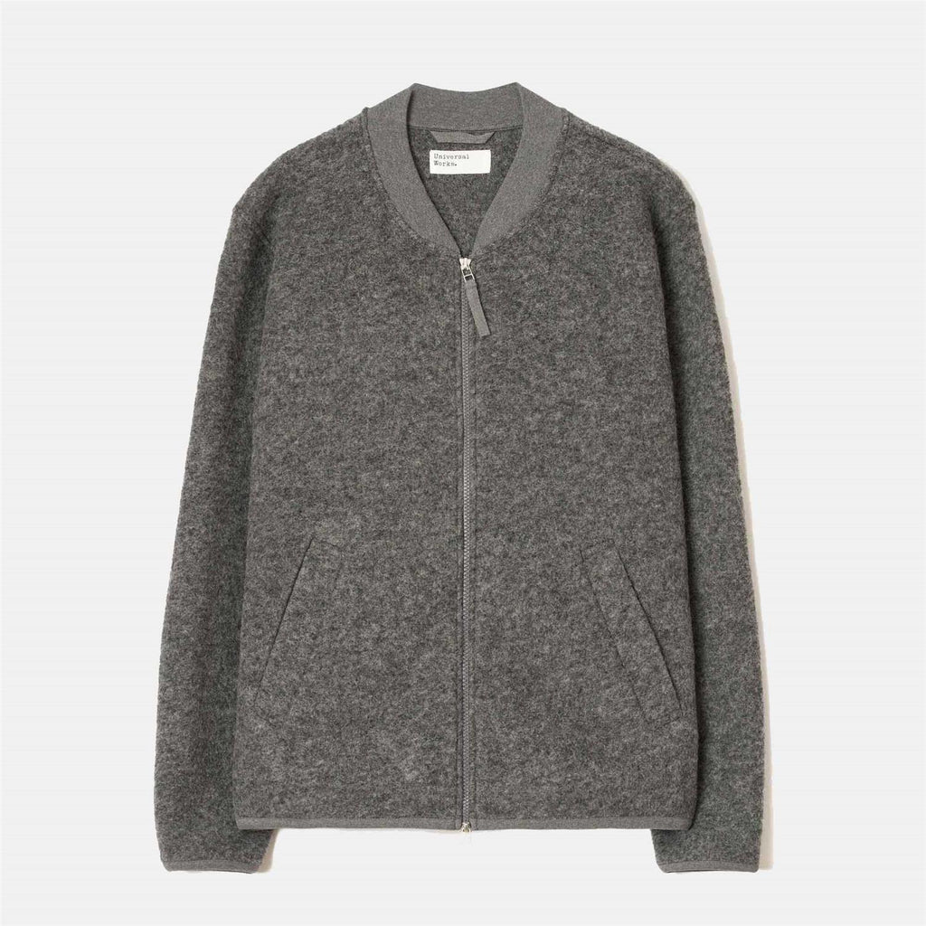 Zip Bomber Wool Fleece - Grey Marl