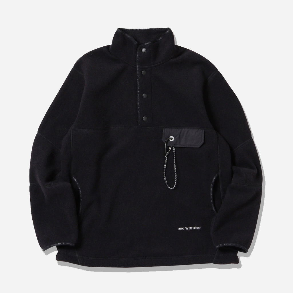wool fleece pullover - black