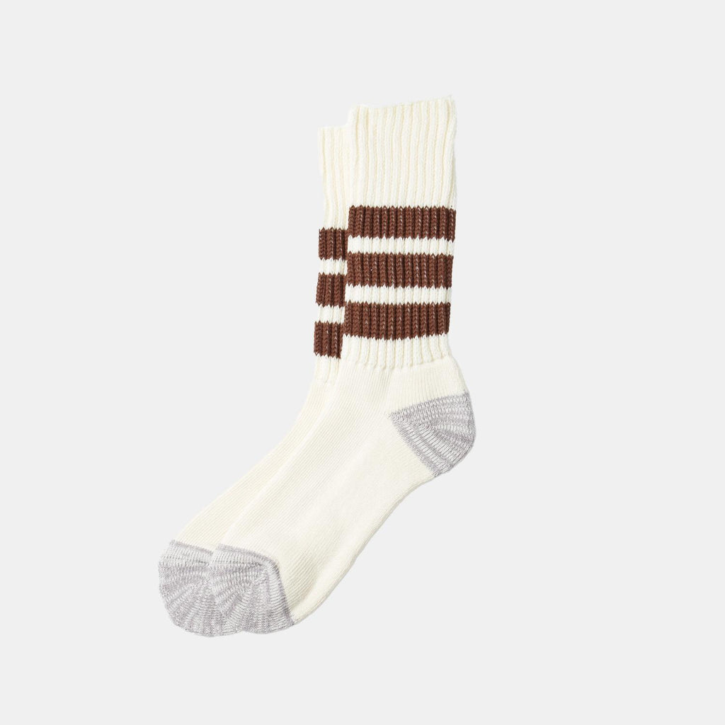 Coarse Ribbed Old Skool Crew Socks - Brown