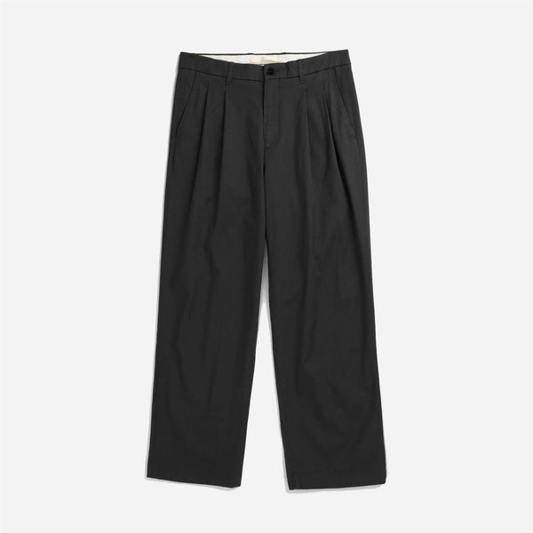 Hestur Relaxed Twill Pleated Trouser - Black