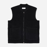 Zip Waistcoat Wool Fleece - Black