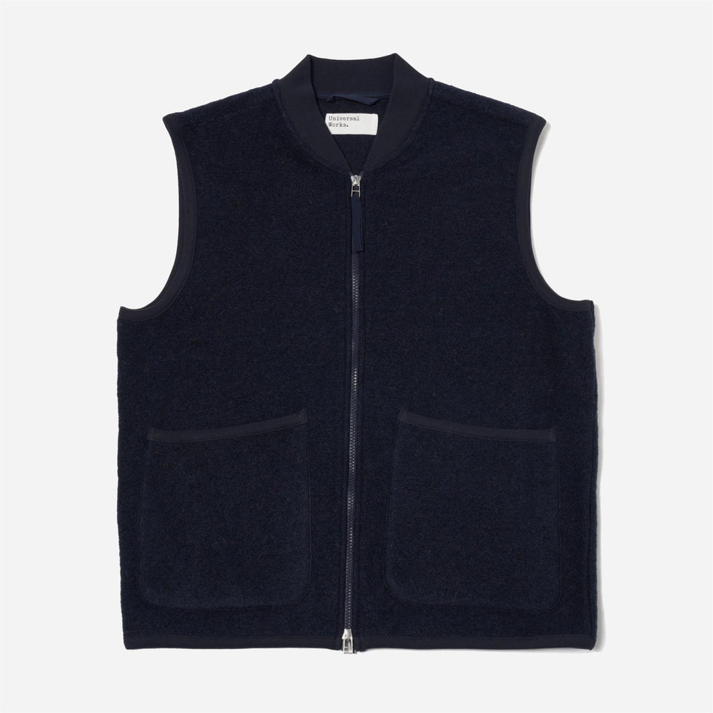 Zip Waistcoat Wool Fleece - Navy