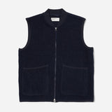Zip Waistcoat Wool Fleece - Navy