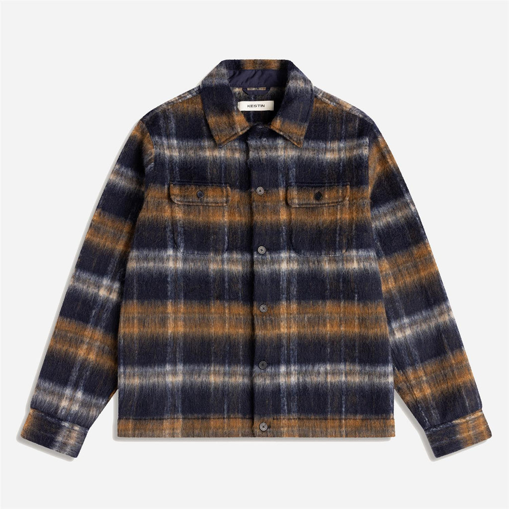 Haston Jacket Navy Check Brushed Wool – Hunting Lodge