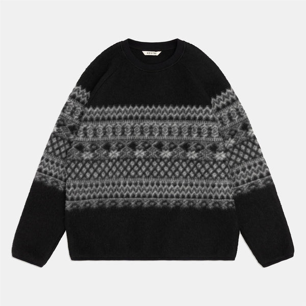 Junction Crew Fairisle Band Fleece - Black