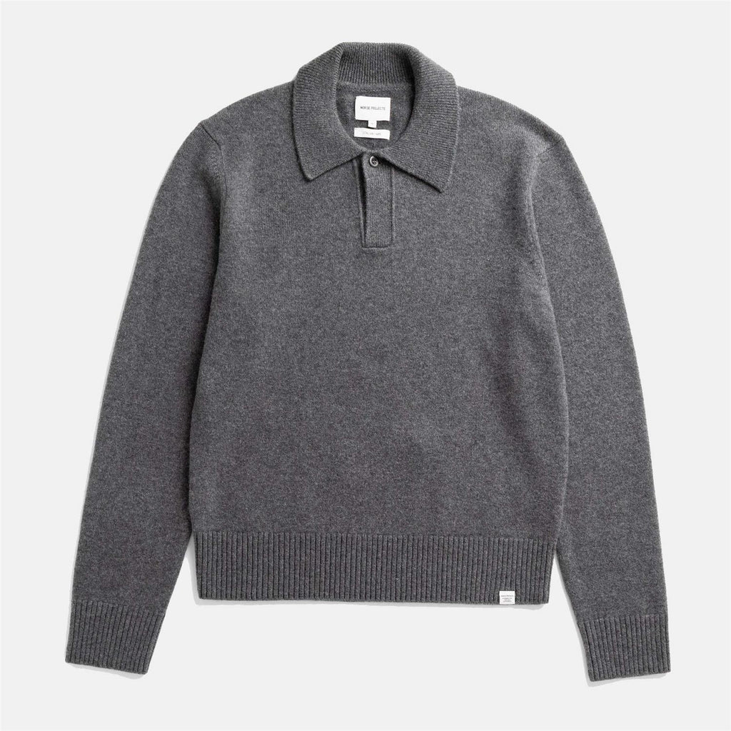 Anholt Merino Lambswool Polo - Grey Melange