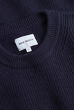 Henning Cotton Wool Rib Sweater - Dark Navy