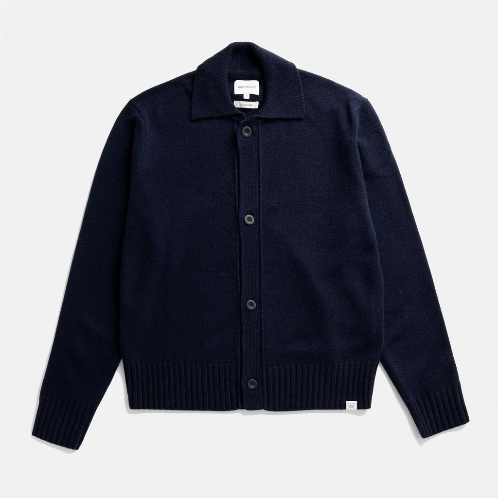 Aldrup Lambswool Cardigan - Dark Navy