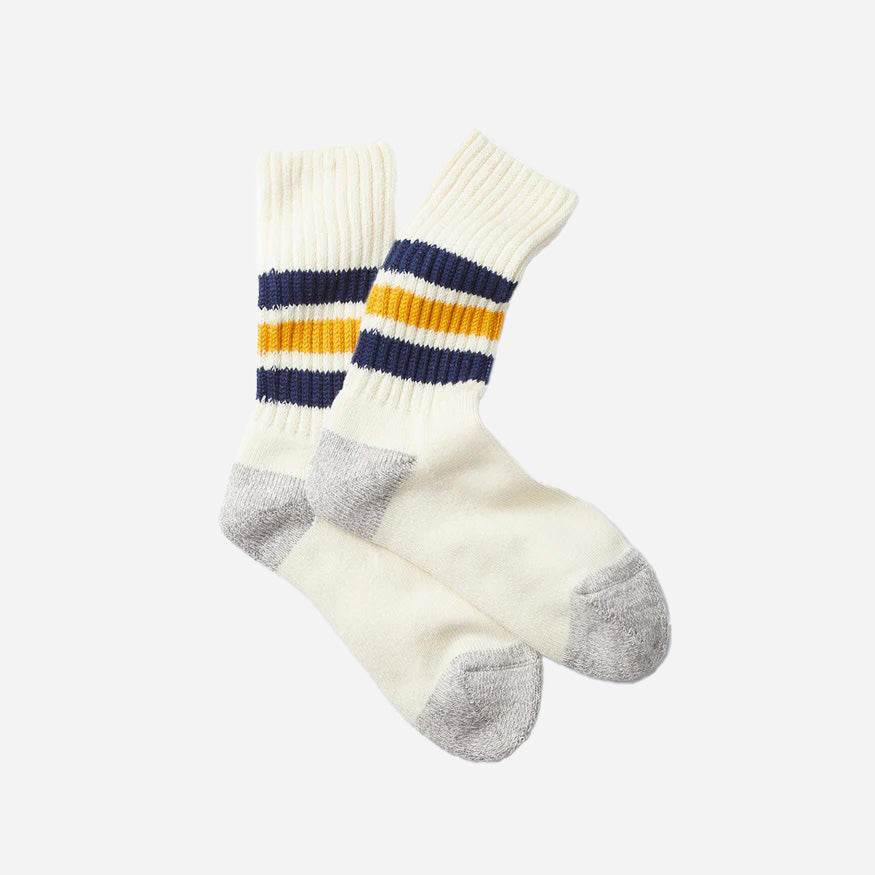 Coarse Ribbed Old Skool Crew Socks - Navy/Yellow
