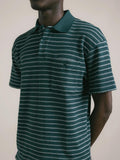 Dunn Polo - Green/Ecru Knitted Stripe