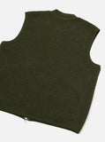 Zip Waistcoat Wool Fleece - Olive
