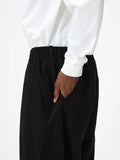 Fine Wale Corduroy Straight Pants - Deep Charcoal