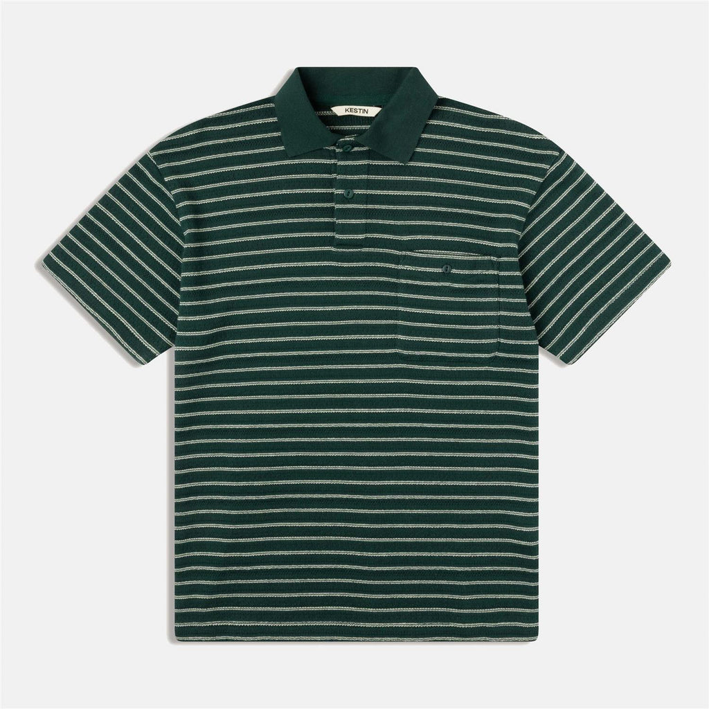 Dunn Polo - Green/Ecru Knitted Stripe