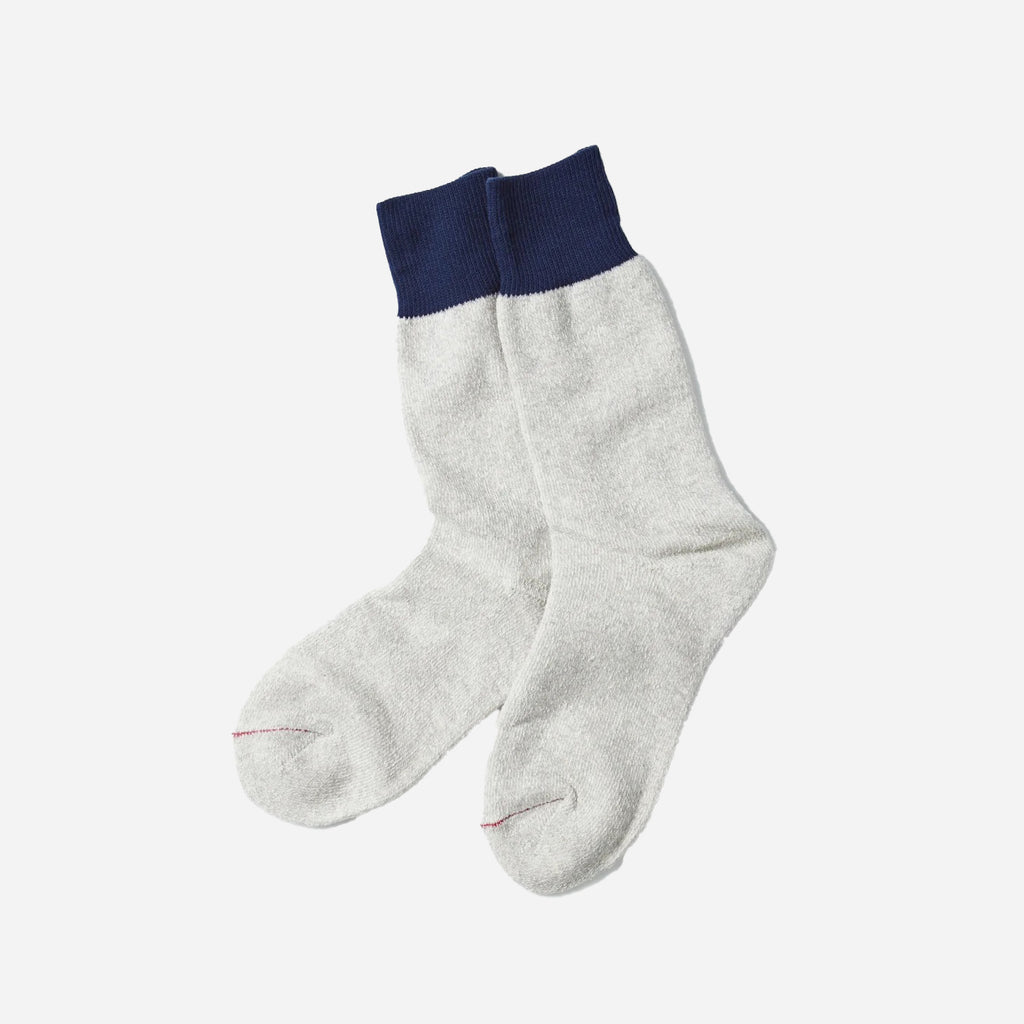 Double Face Crew Socks - Navy/Light Grey