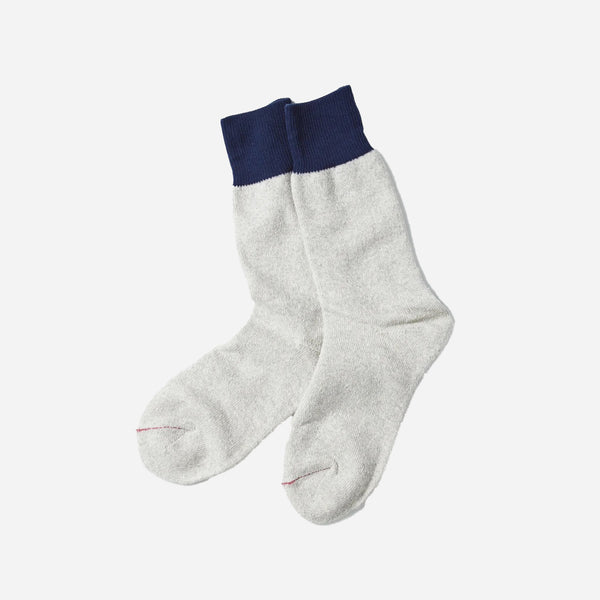 Double Face Crew Socks - Navy/Light Grey