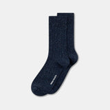 Bykle Neps Wool Rib Sock - Dark Navy