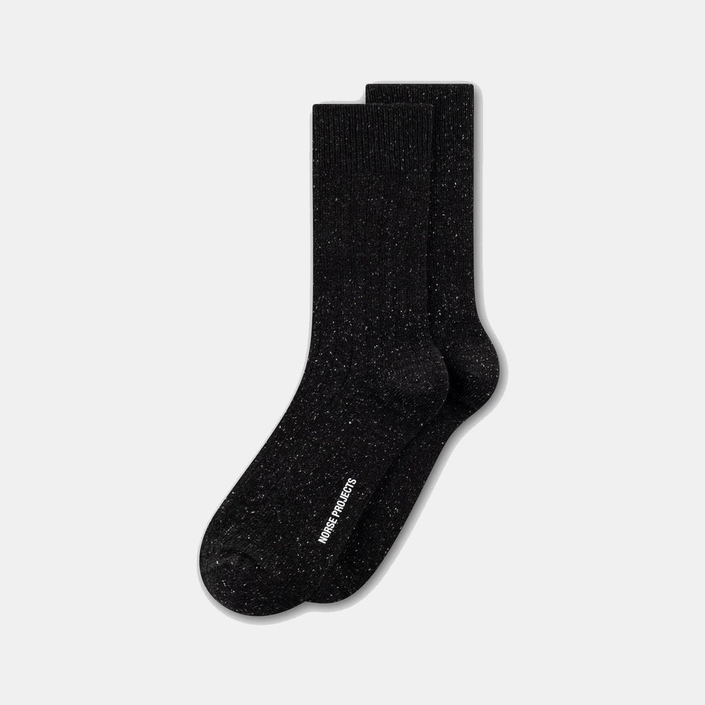 Bykle Neps Wool Rib Sock - Charcoal Melange
