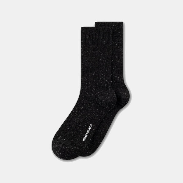Bykle Neps Wool Rib Sock - Charcoal Melange