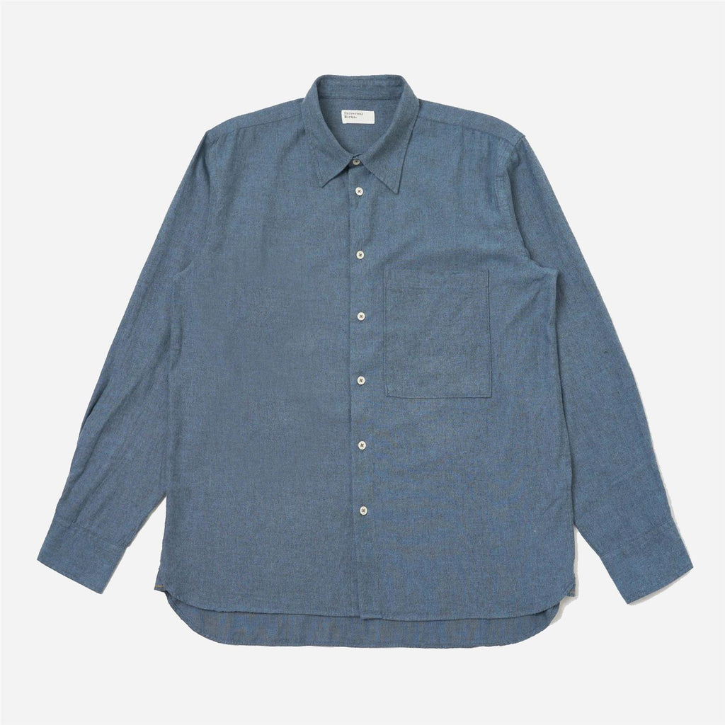 Square Pocket Shirt Brushed Marl Twill - Blue