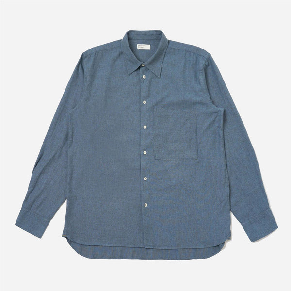 Square Pocket Shirt Brushed Marl Twill - Blue