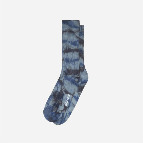 Multi Dyed Ribbed Socks - Steel/Blue