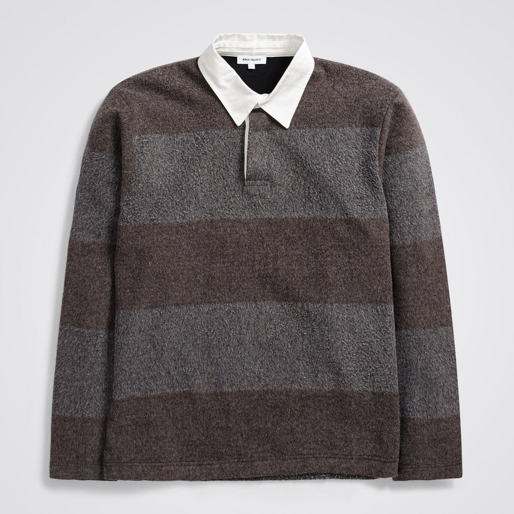 Ruben Brushed Jersey Rugby LS Polo - Espresso