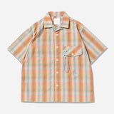 dry check open SS shirt - orange