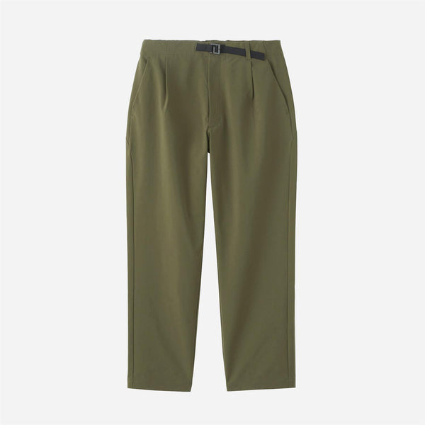 One Tuck Tapered Stretch Pants - Olive Green